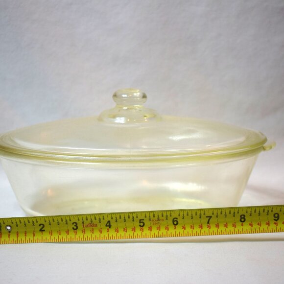 Vintage Glasbake Oval Clear Glass Covered Casserole Dish 1 Qt - Picture 4 of 4